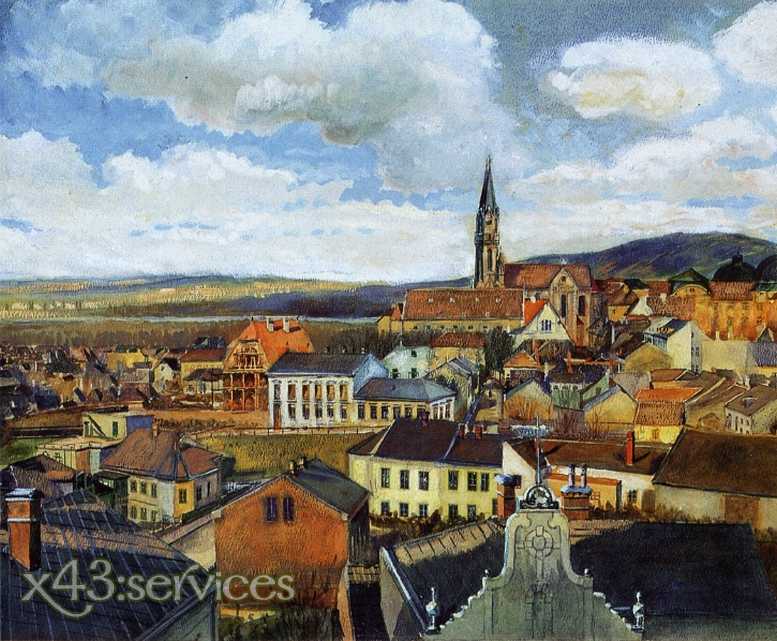 Egon Schiele - Blick aus dem Zeichenklassenzimmer Klosterneuburg 1